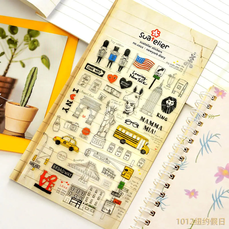 Suatelier City Stickers Korea Scrapbooking DIY Deco Sticker Junk Journal Supplies Planner Diary Photo Album Craft Material