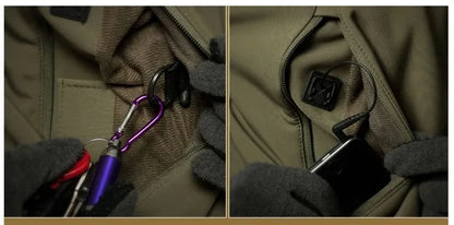 Chaqueta militar informal con capucha para hombre, estilo aviador, de combate, impermeable, de piel de tiburón, estilo softshell, táctica