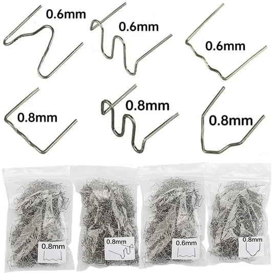 100-600 clavos de soldadura para reparación de plástico de automóviles, reparación de parachoques de coche, clavos ondulados precortados, máquina de soldadura con grapadora caliente. 