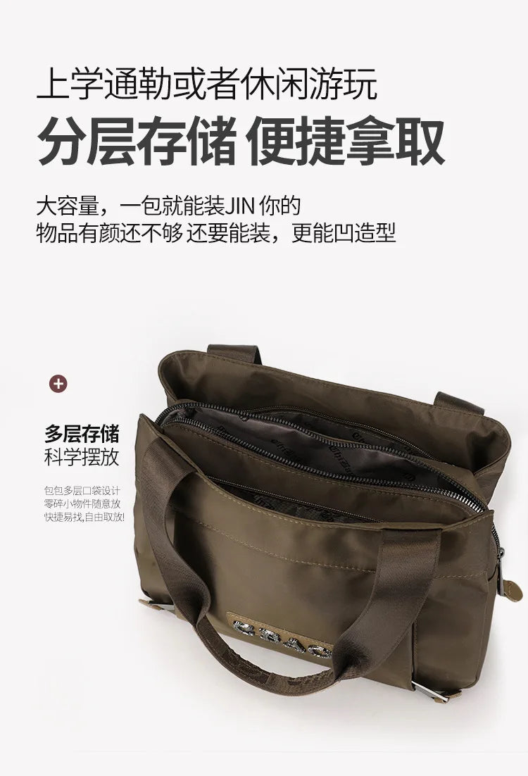 New Women's Bag Luxury Designer Oxford Cloth Handbag Women Shoulder Bag High Quality Fashion Solid Color Female Bags