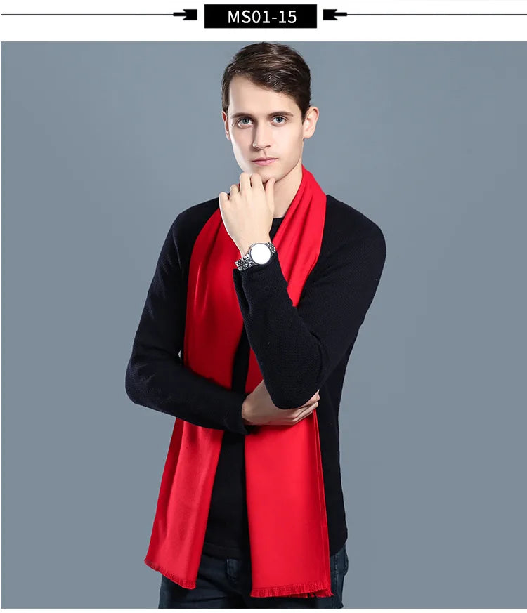 Designer Brand Plaid Men's Cashmere Scarf Winter Warm Scarves Shawls Casual Business Long Wraps Pashmina Christmas Gift for Man