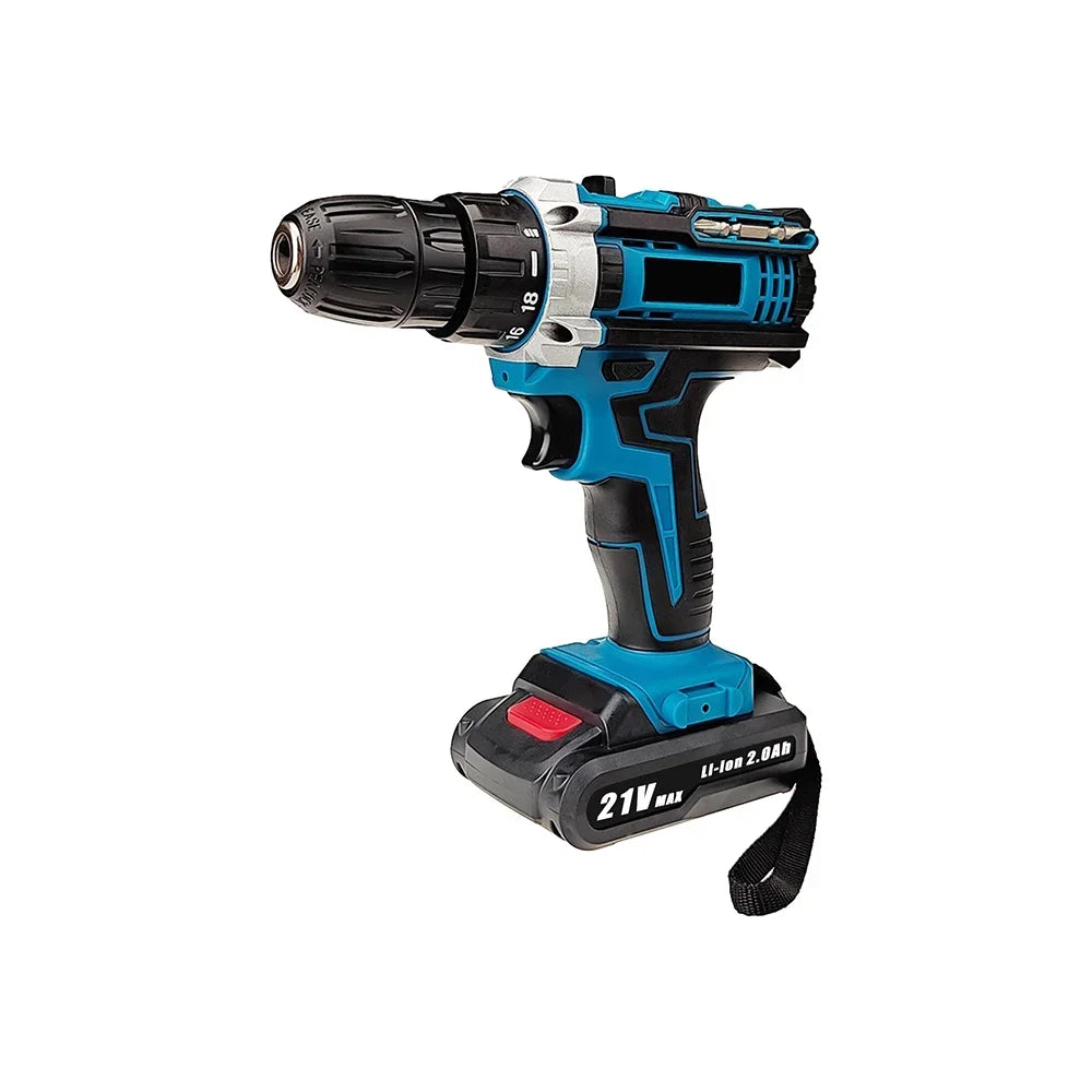 21V Cordless Electric Impact Drill Screwdriver 1600rpm High Speed Drills Rechargeable 32 Torque Household Drill Power DIY Tools