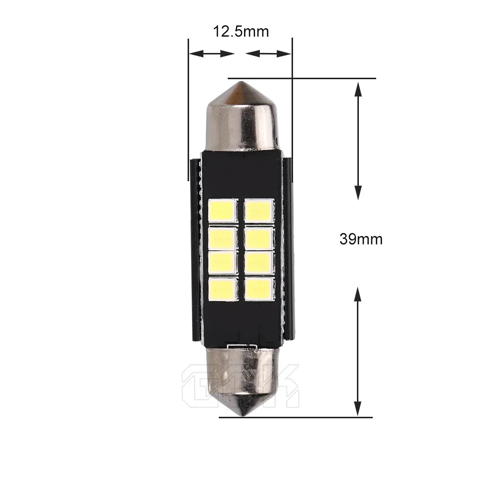 2Pcs Festoon 8 Smd LED 31Mm 36Mm 39Mm 41Mm Canbus C5W Led ERROR FREE 2835 3030 Interior Reading White Bulbs Dome Lamps