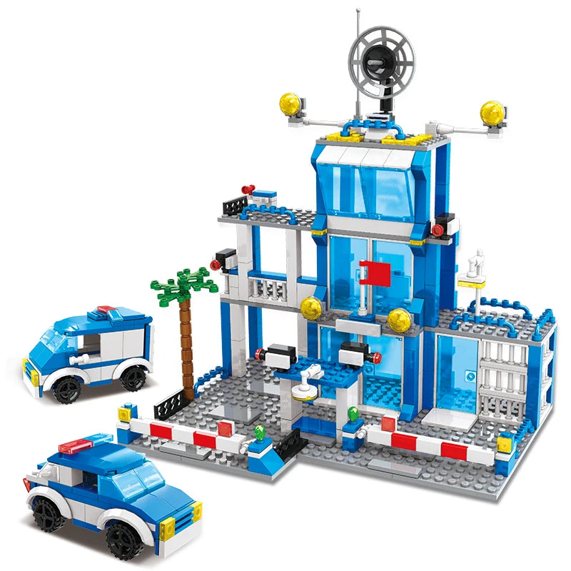Police station building blocks, children's educational building block toys, Christmas gifts, birthday gifts (503 pieces)