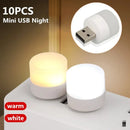 1-10PCS Mini USB Night Light Warm White Eye Protection Book Reading Light USB Plug Computer Mobile Power Charging LED Night Lamp
