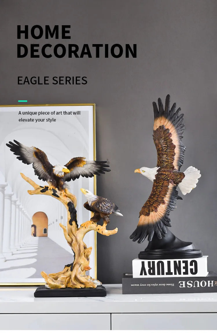 Chinese Style Simulated Eagle Ornaments Resin Decoration for Home Living Room Wine Cabinet Foyer Office Crafts