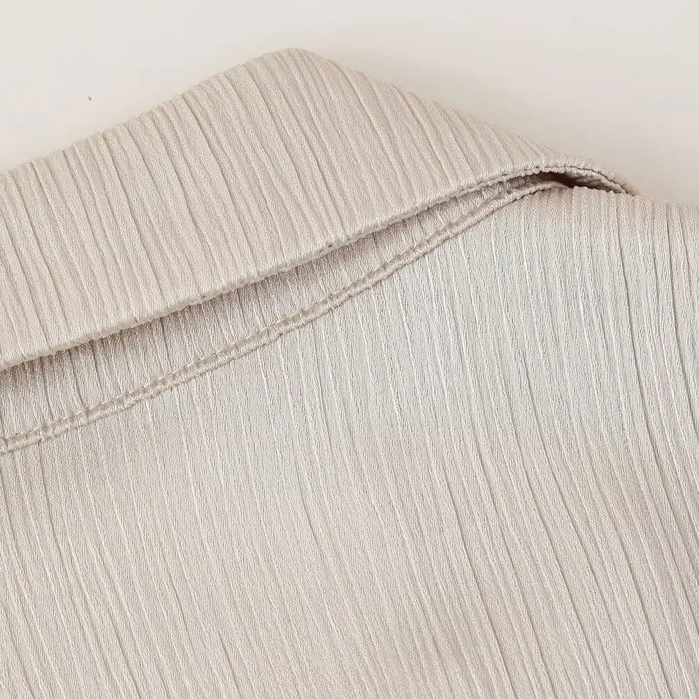 Conjunto de chaqueta y pantalón de traje cruzado con efecto arrugado para mujer, primavera y verano 2024, estilo europeo y americano
