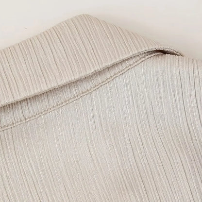 Conjunto de chaqueta y pantalón de traje cruzado con efecto arrugado para mujer, primavera y verano 2024, estilo europeo y americano