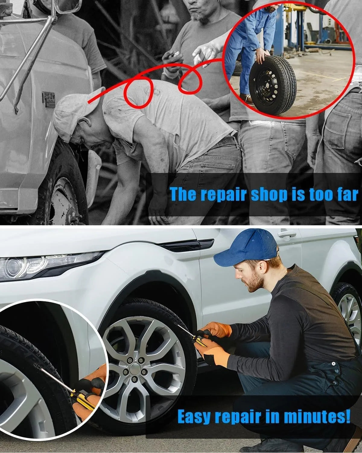 Puncture Repair Kit for Car Vacuum Tire Repair Screws, Quick Fix Self-Service Tire Repair Nails for Flat Tires With Screwdriver
