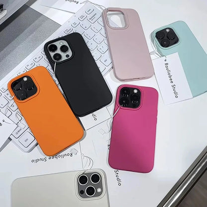 Soft Candy Color Lichee Pattern Silicone Phone Case For iPhone 11 12 13 14 15 16 ProMax Plus 16E X XS XR Shockproof Bumper Cover