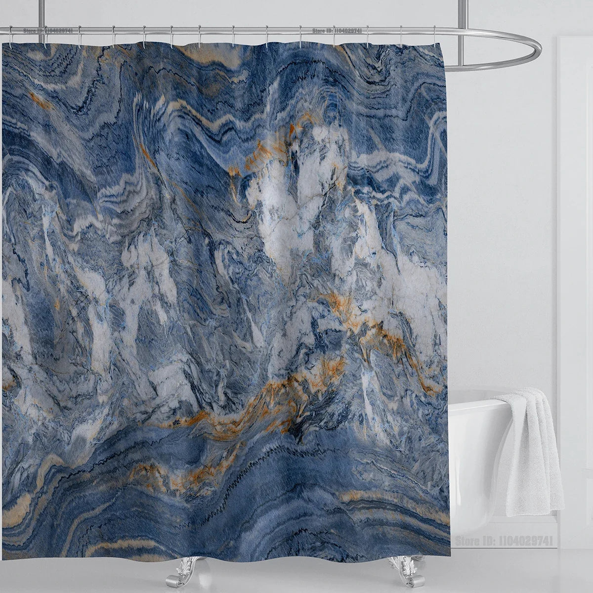 Marble Waterproof Shower Curtain Waterproof Shower Curtain for Bathroom Decor Printed Washable Shower Curtain with Hooks