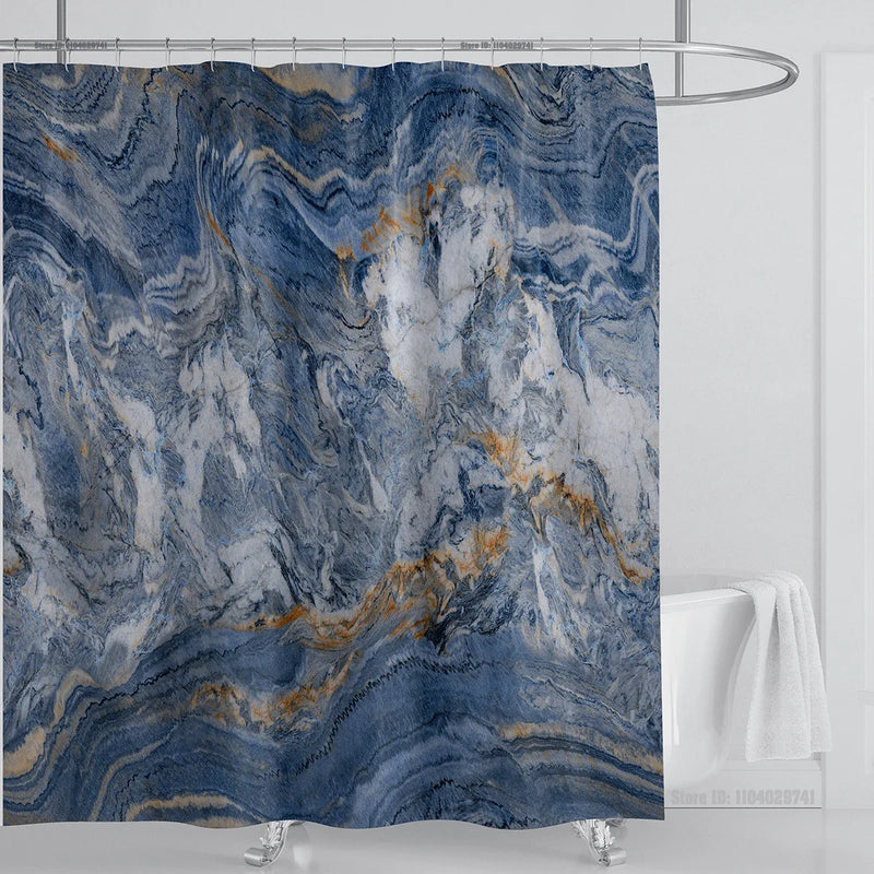Cortina de ducha impermeable de mármol, cortina de ducha impermeable para decoración de baño, cortina de ducha impresa, lavable, con ganchos