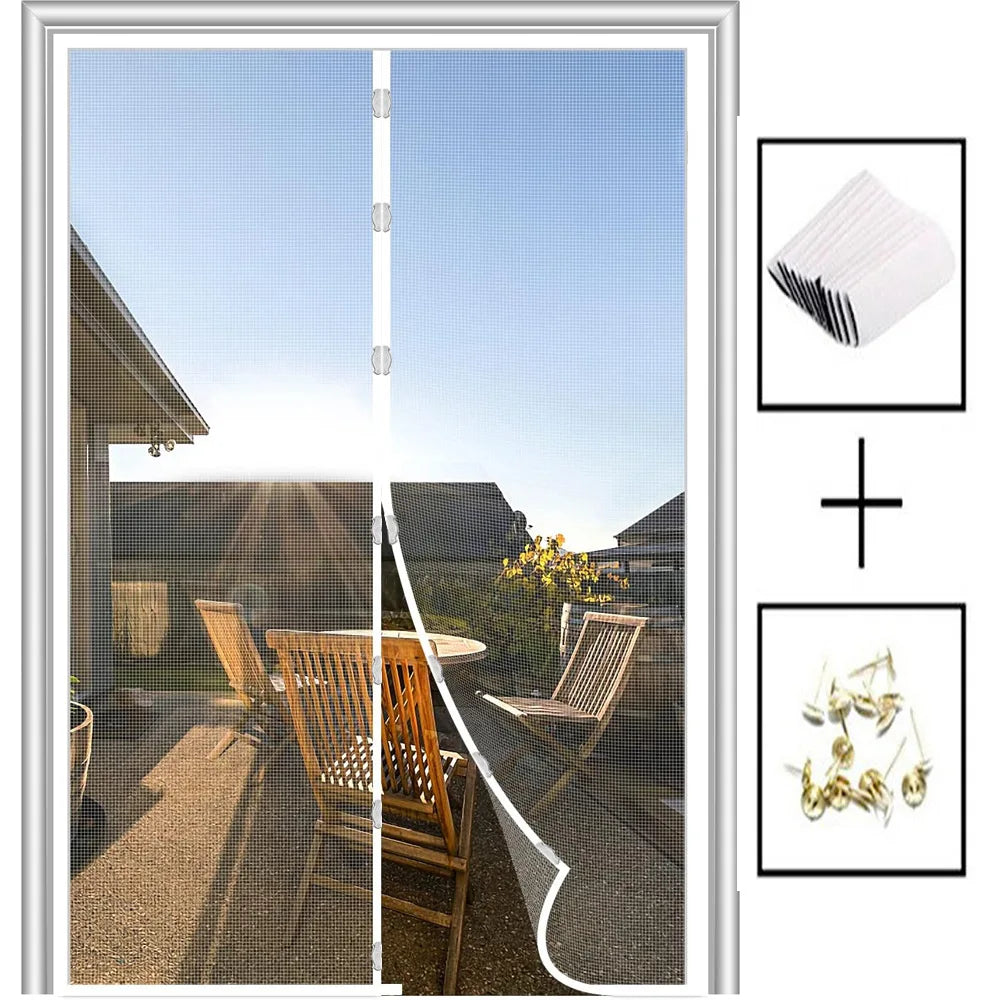 Magnetic soft gauze door curtain, no need to wear magnetic strips, summer mosquito proof door curtain, encrypted embroidery scre