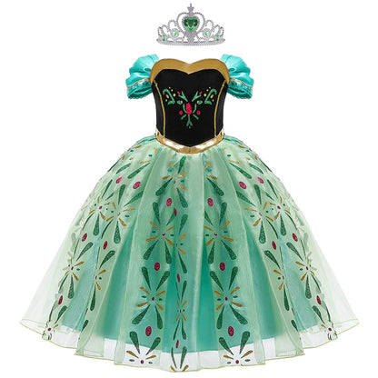 Anna Dresses Children Princess Dress Girl Cosplay Costume Kids Summer Clothes Halloween Birthday Carnival Robe Party Disguise