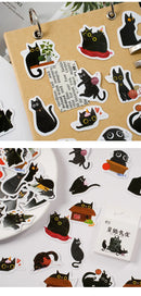 Mr. Paper 46pcs/Box Kawaii Black Cat Stickers Items Decoration DIY Handbook Stickers Boxed Cute Stickers Korean Stationery