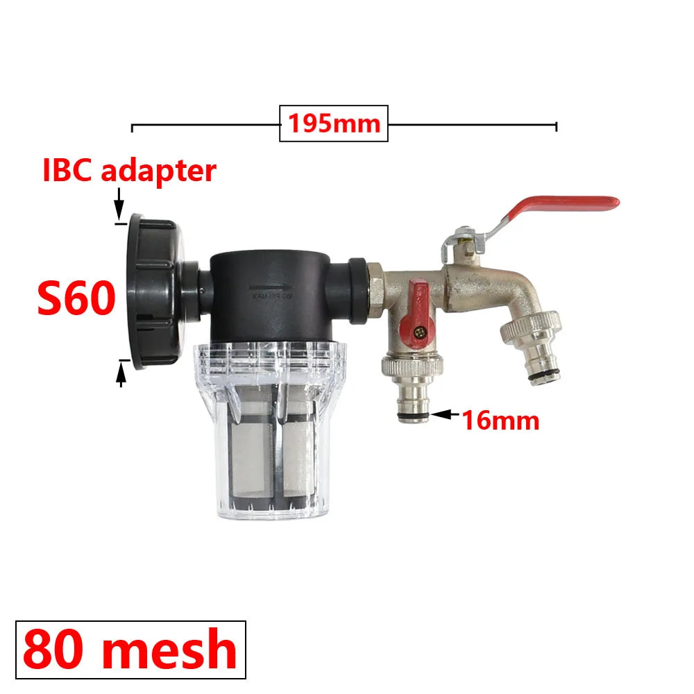 1/2 3/4 1 Inch Watering Filter For IBC Tank Tap Adapter S60 Ton Barrel Joint Garden Irrigation Aquarium Pump Water Gun Strainer
