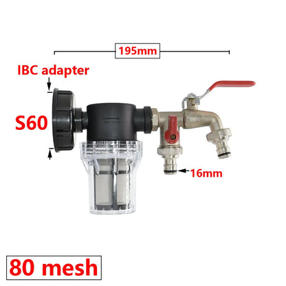 1/2 3/4 1 Inch Watering Filter For IBC Tank Tap Adapter S60 Ton Barrel Joint Garden Irrigation Aquarium Pump Water Gun Strainer