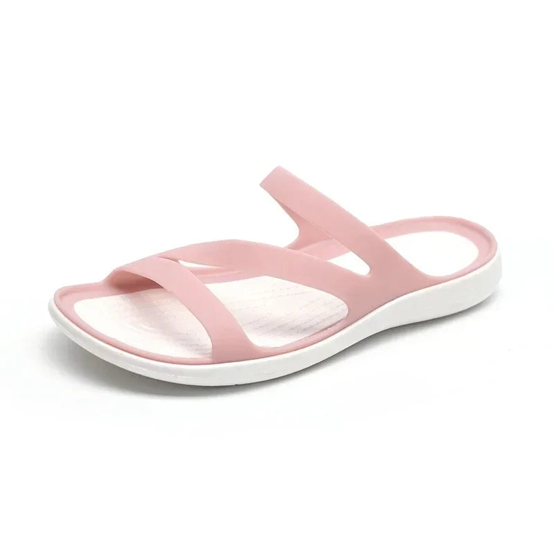 Women's Summer Slippers Platform Flat Low Heel Peep Toe Sandals Black Slides Casual Beach Outdoor Female Ladies Jelly Shoes