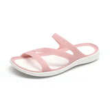 Women's Summer Slippers Platform Flat Low Heel Peep Toe Sandals Black Slides Casual Beach Outdoor Female Ladies Jelly Shoes