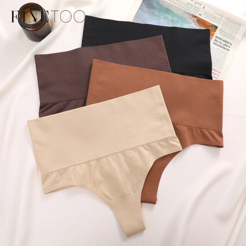 FINETOO Bragas de tanga con realce de glúteos y cintura alta para mujer, lencería moldeadora de abdomen sexy, ropa moldeadora adelgazante femenina
