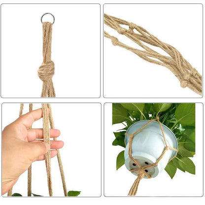 1pcs Braided Rope Hanging Basket  Flower Pot Straw Macrame Net Hanger Garden Holder Craft Plant Balcony Decor Accessories