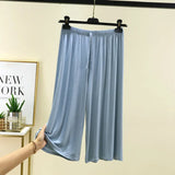 Modal Plus Size Capri Pants Women's Summer Loose Fit Wide Leg Elastic Waist Casual Lounge Shorts