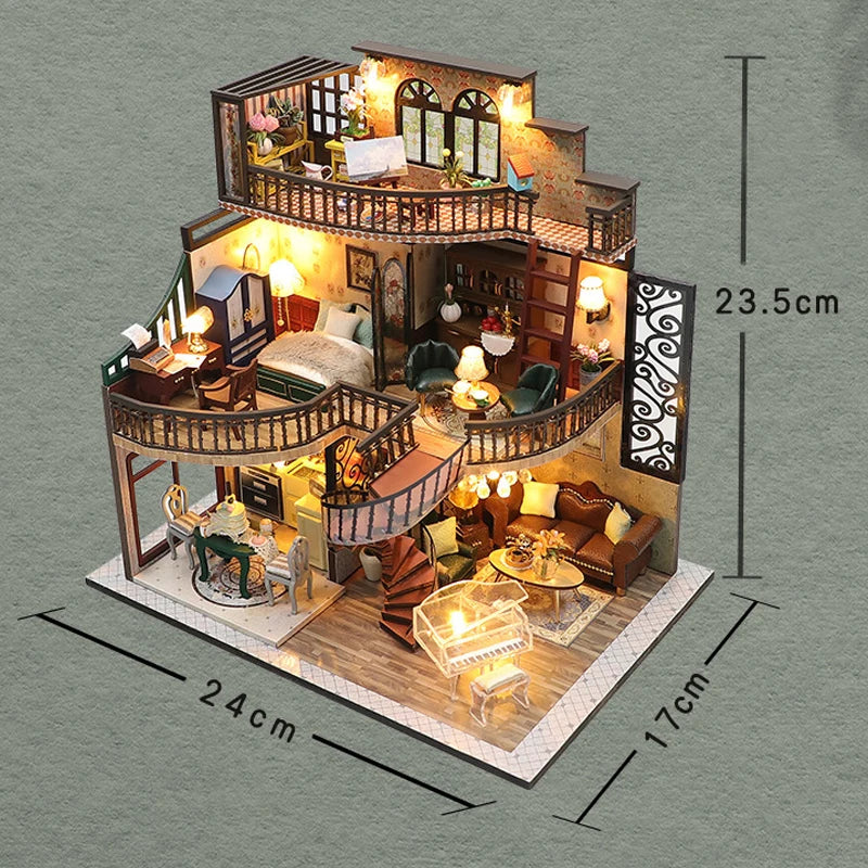 Doll House Handmade 3D Puzzle Making Building Model Kit Production And Assembly Room Toys Wooden Crafts DollHouse Birthday Gifts