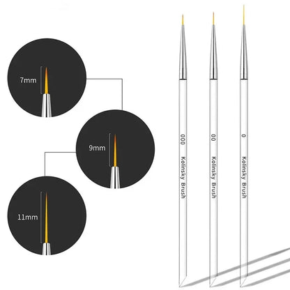 French Stripe Nail Art Liner Brushes Set Manicure Drawing Painting Pen Manicure Nails Line Painting Pen Nail Art Supplies