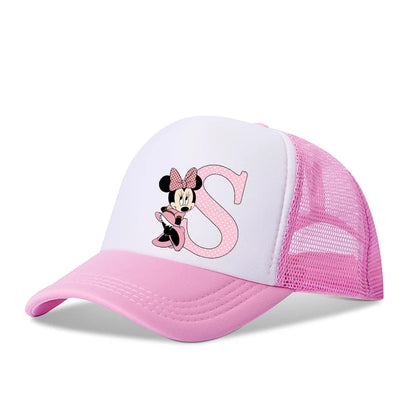 Disney-Boné de beisebol com letras de Minnie Mouse para crianças e adultos, chapéu de sol esportivo dos desenhos animados, bonés pontiagudos ajustáveis, presente de aniversário casual