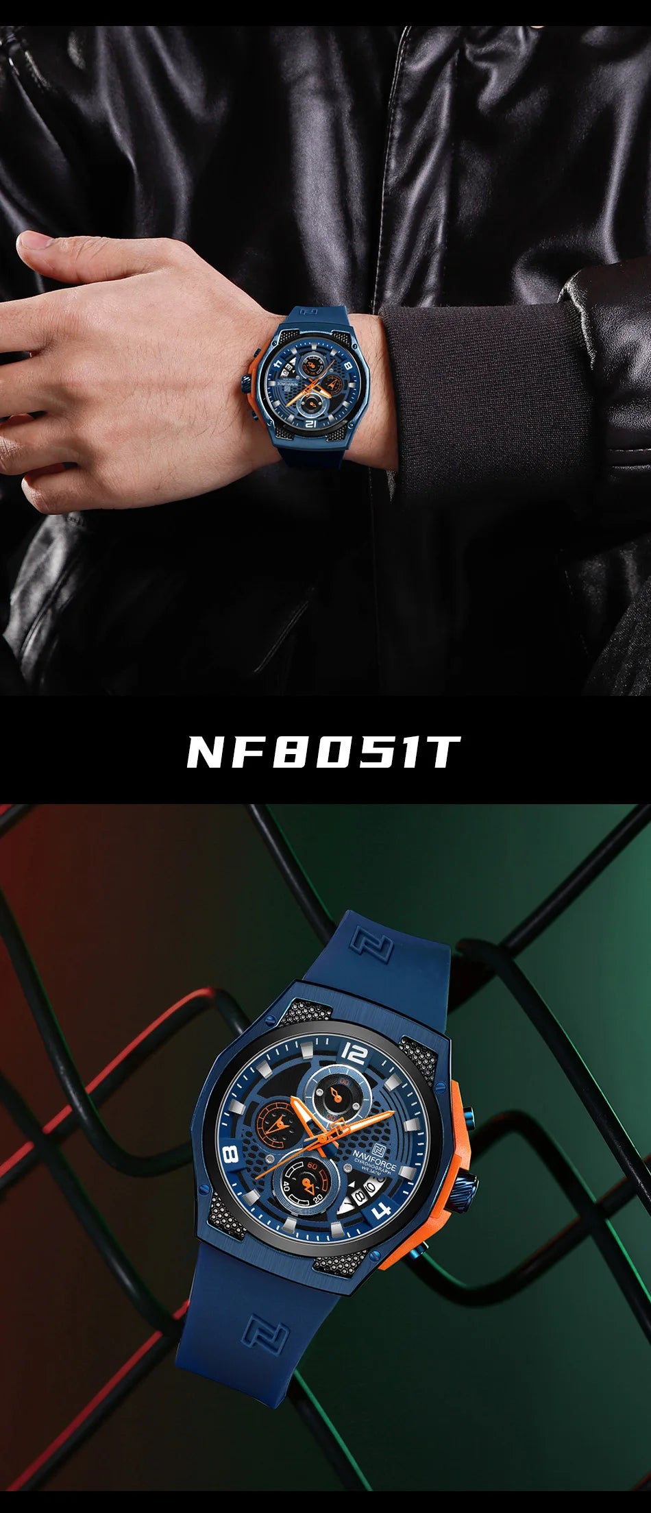 NAVIFORCE High Quality Luxury Original Men Watch Silicone Strap Waterproof Male Quartz Wrist watch Sport Clock Relogio Masculino