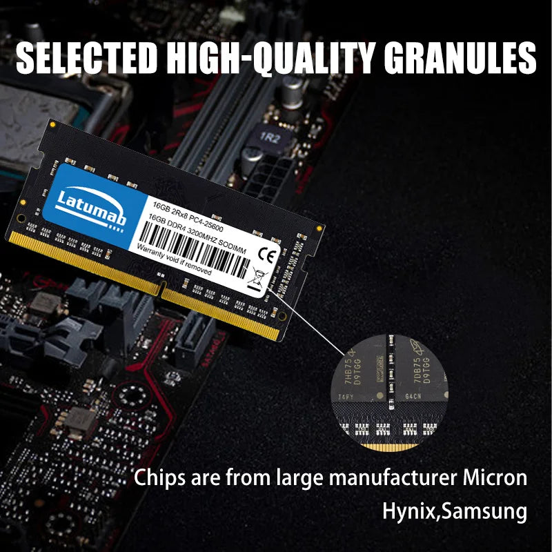 Latumab SODIMM Memoria DDR4 DDR3 DDR3L DDR2 16GB 8GB 4GB 2GB 3200 2666 2400 2133 1866 1600 1333 800 667 MHz Laptop Ram Memoria