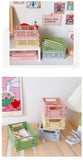 6 Color Organizing Storage Baskets Case Folding Student Desktop Basket Tape Stationery Plastic Foldable Container Storage Box