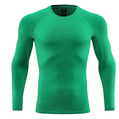 Men Long Sleeve Slim Tops Sports T-shirts Gym Fitness Compression T-shirt Running Shirt Football Outdoor Jogging Tight Quick Dry 