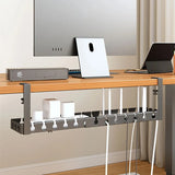 Under Table Storage Rack No-Drill Metal Cable Management Tray Home Office Desk Wire Organizer Retractable Power Strip Storage