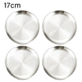 4Pcs Stainless Steel Round Plate Bone Spitting Dish Shallow Tray Metal Camping Plate Dining Disc BBQ Picnic Dishes Cookware