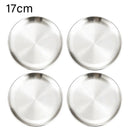 4Pcs Stainless Steel Round Plate Bone Spitting Dish Shallow Tray Metal Camping Plate Dining Disc BBQ Picnic Dishes Cookware