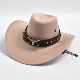 Artificial Suede Western Cowboy Hats Vintage Wide Brim Gentleman Cowgirl Jazz Hat Holiday Party Cosplay Hat