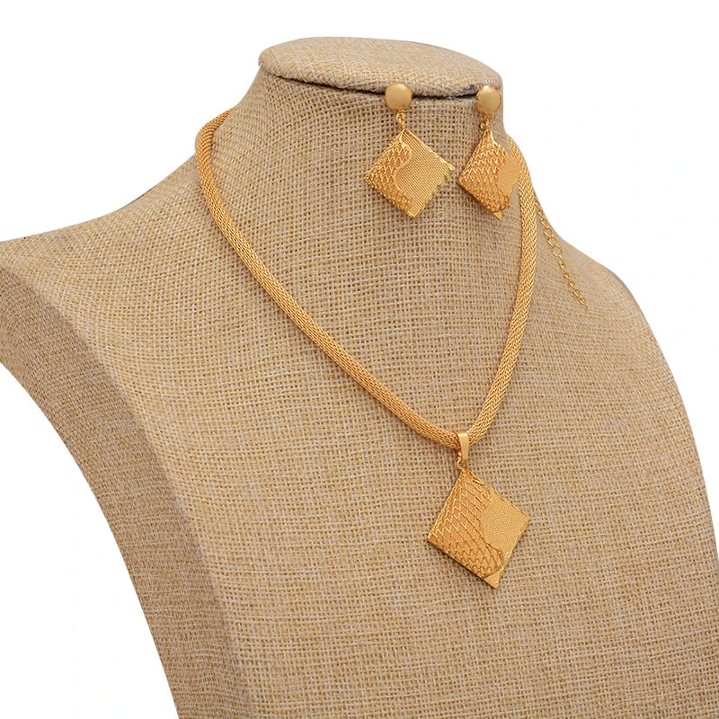 Jewelry Set For Women  Gold Plated With Necklace Pendant Nigerian Wedding Jewelry