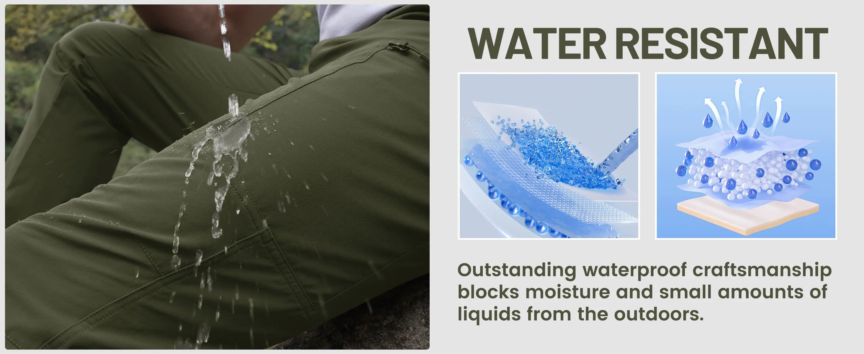 TACVASEN Waterproof Lightweight Hiking Pants Mens Ripstop Quick Dry Cargo Work Pant Outdoor Trekking Hard-wearing Trousers Male