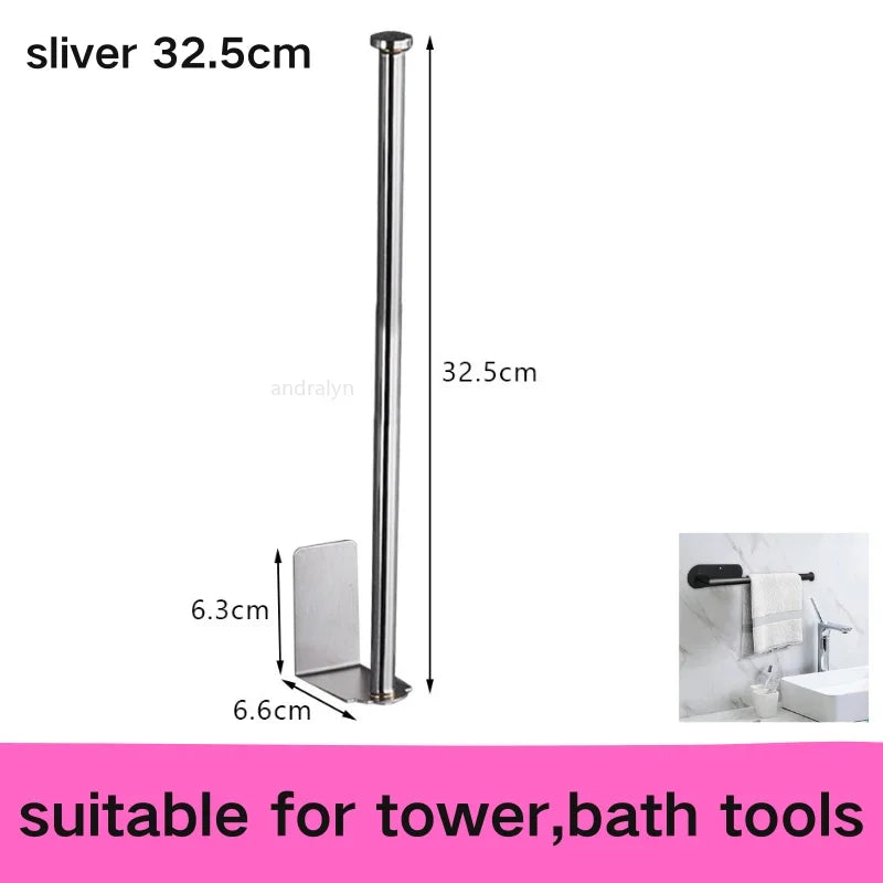 Stainless Steel Paper Towel Holder Self Adhesive Toilet Roll Paper Holder No Punching Kitchen Bathroom Length Storage Rack