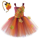 Fairy Costume for Girls Forest Woodland Autumn Fairy Tutu Dress Up Maple Leaves Halloween Thanksgiving Tulle Princess Dress 1-12T