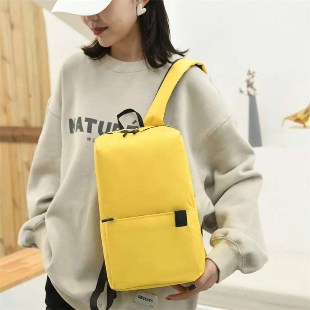 Portable Large Capacity Small Backpack Solid Color Waterproof Travel Bag Multiple Pockets Unisex School Bags Travel