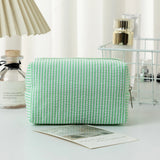 Stripe Seersucker Cosmetic Bag Fashion Women Cosmetic Bag Zipper Storage Makeup Case Traveling Pouch Organizer for Lady