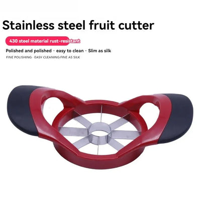 Descorazonador de frutas de acero inoxidable, cortador de frutas, rebanador de manzanas, divisor, mango de plástico, herramienta de corte de frutas para el hogar