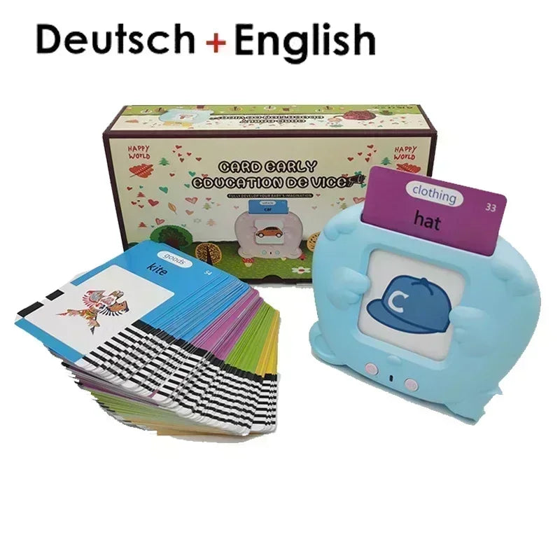Máquina de aprendizagem para crianças falando cartões flash jardim de infância crianças linguagem livro de áudio eletrônico aprender inglês alemão espanhol francês