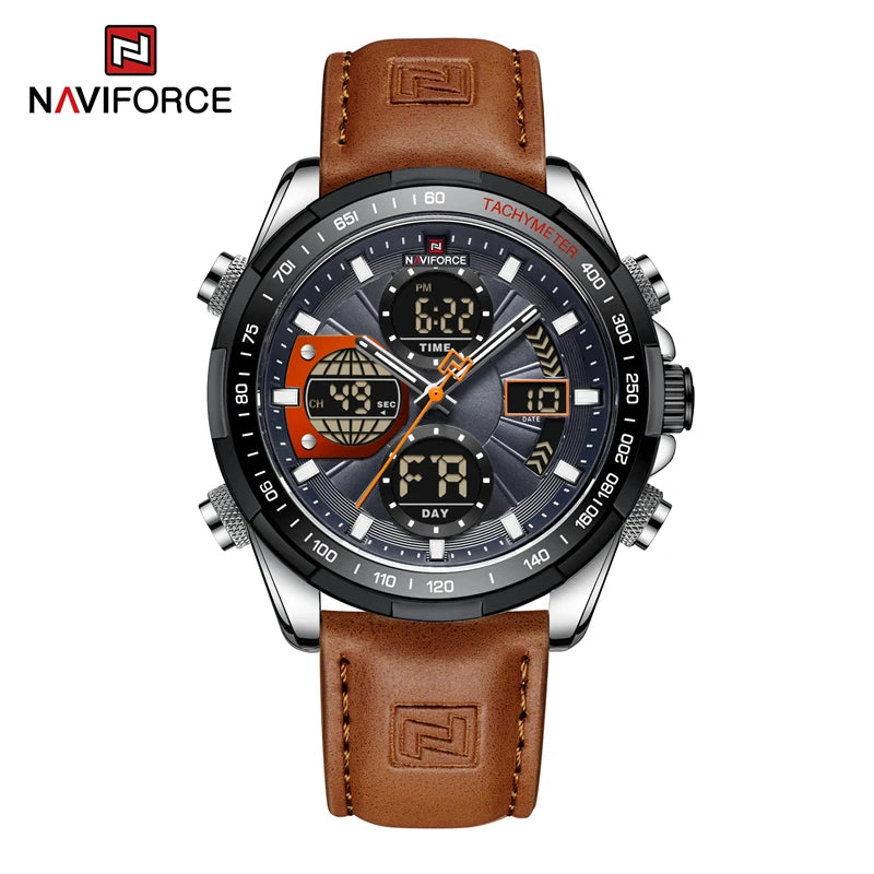 New NAVIFORCE Watches for Men Leather Mens Military Sport Waterproof Watch Quartz WristWatch Chronograph Male Clock