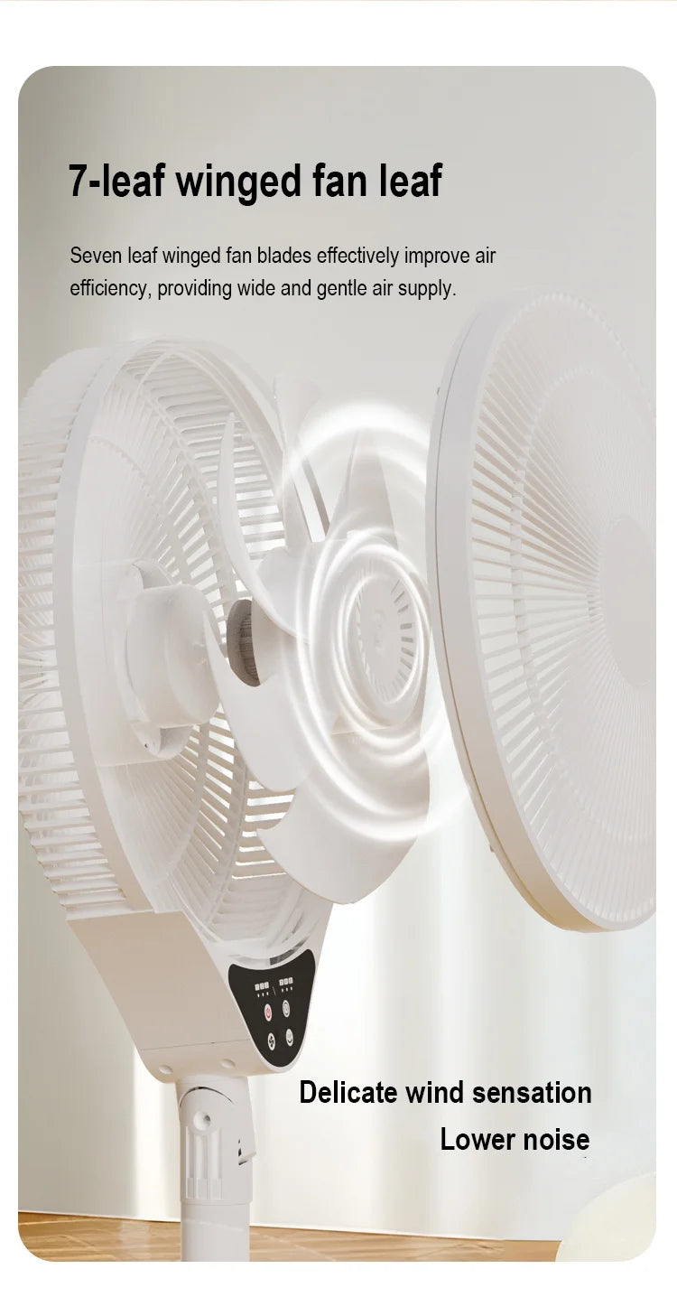 220V Electric Pedestal Standing Fan Adjustable Heigh Desk Air Blower Timing Shake for Living Room Bedroom Kitchen Home Office