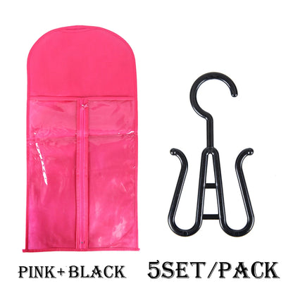 5/10 conjunto saco de armazenamento de peruca longa titular caso extensões de cabelo saco de armazenamento com cabide para peruca saco de armazenamento de extensão de cabelo com cabide