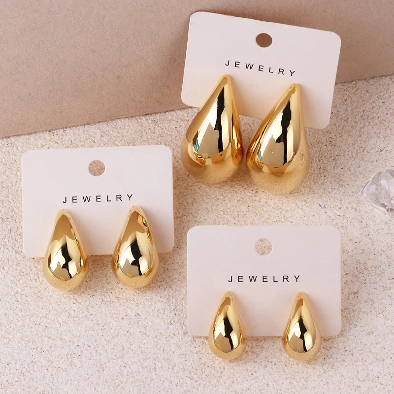 Pendientes colgantes extragrandes para mujer, aros grandes y gruesos para niña, hipoalergénicos, ligeros y chapados en oro. 