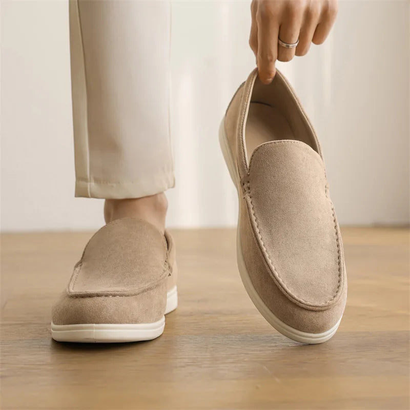 Men's Flat Loafers 2025 Frosted Suede Flat Shoes Comfortable Non-Slip Fashion Loafers Lightweight Trendy Outdoor Casual Shoes